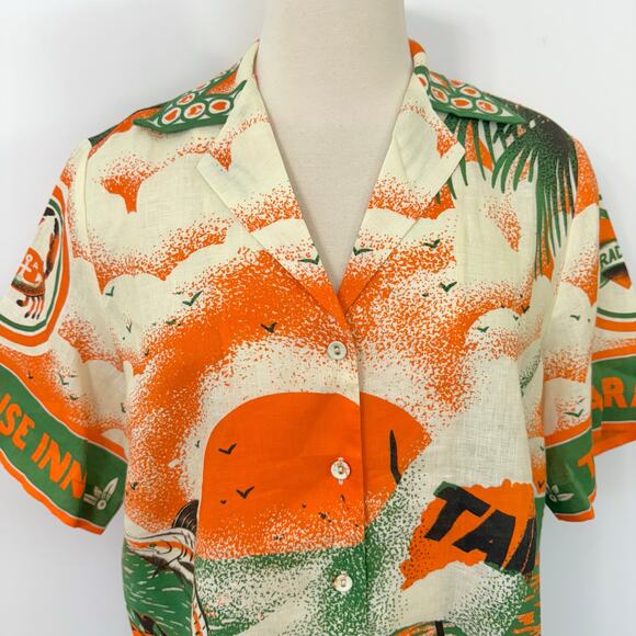 ALEMAIS x Alan Berry Rhys Bungalow Linen Button-Down Shirt Top US 4 Oversized - Picture 3 of 13